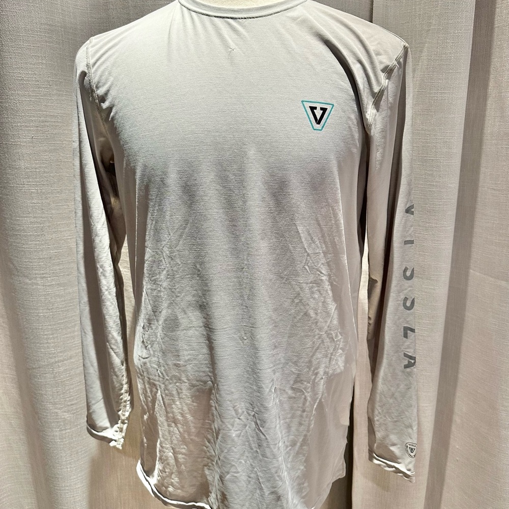 VISSLA Men's Light Gray Long Sleeve Swim Shirt - UV Protection - Size L